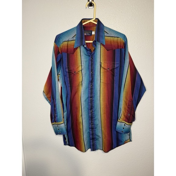 Panhandle Slim Other - Vintage Panhandle Shirt Men 16.5 Large Colorful Striped Western Brushpopper